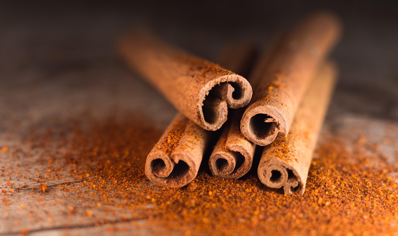 Cinnamon sticks stacked on each other